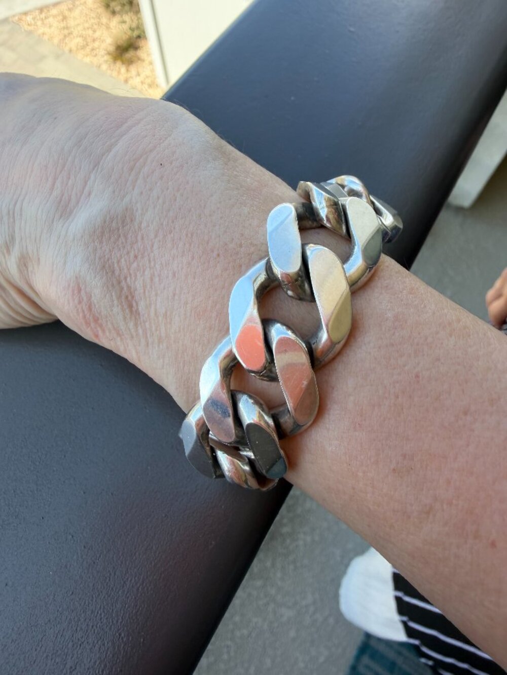 Rare Martine Ali HUGE sterling silver Biker Curb Chain bracelet, 7.5", 20 mm